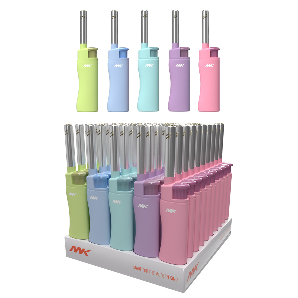 MK Lighter Harmony Series, Pastel Set, Windproof Flame, Mini Utility Lighters (50pcs)