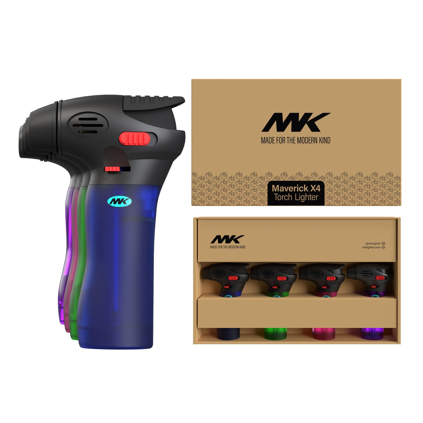 MK Lighter Maverick Set, Torch Flame Lighters (4pcs)