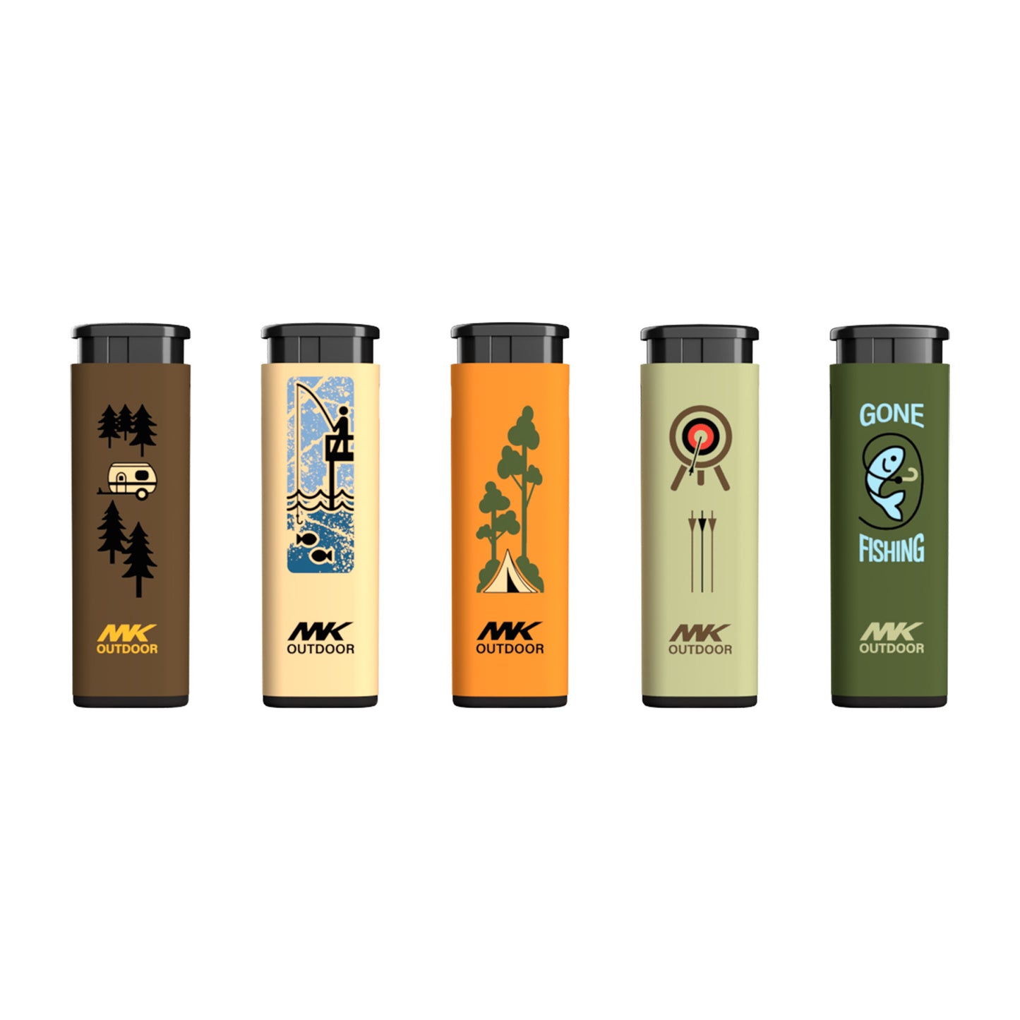 MK Lighter Outdoor Series, Alpine Set, Windproof Flame, Pocket Lighters (Explore 5pcs)