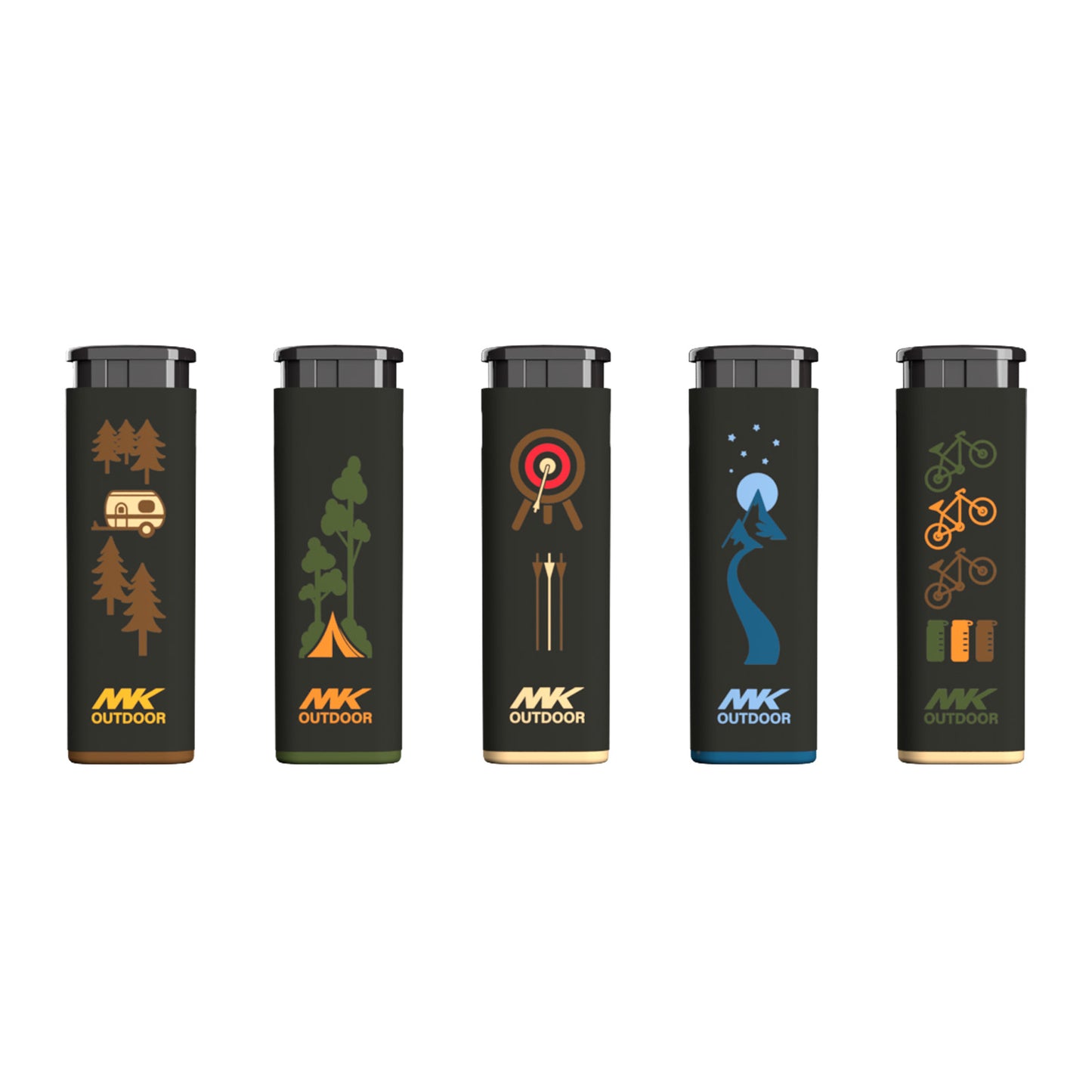 MK Lighter Outdoor Series, Alpine Set, Windproof Flame, Pocket Lighters (Outdoorsmen 5pcs)