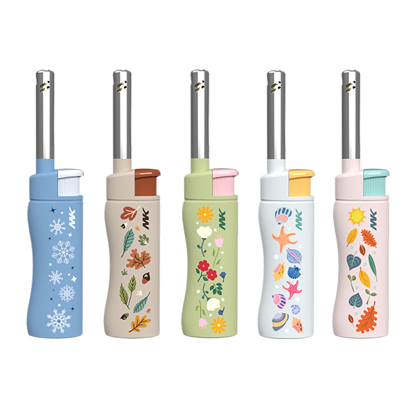 MK Lighter Seasons Series, Color Set, Windproof Flame, Mini Utility Lighters (5pcs)