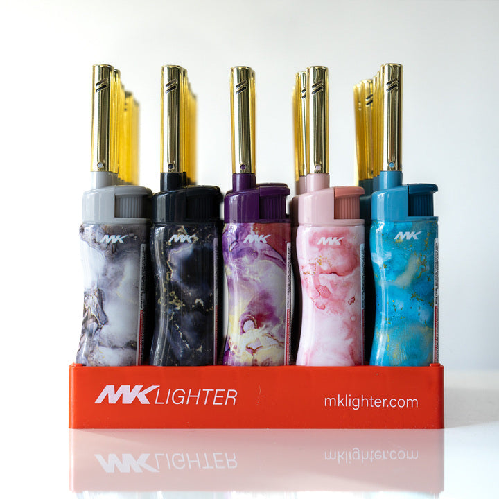 MK Lighter Marble Series, Pastel Set, Windproof Flame, Mini Utility Lighters (50pcs)