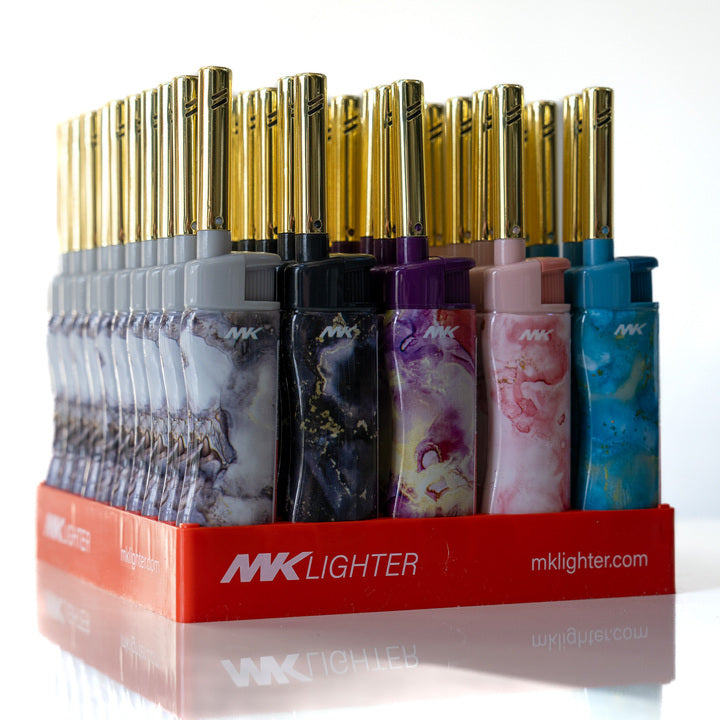 MK Lighter Marble Series, Pastel Set, Windproof Flame, Mini Utility Lighters (50pcs)